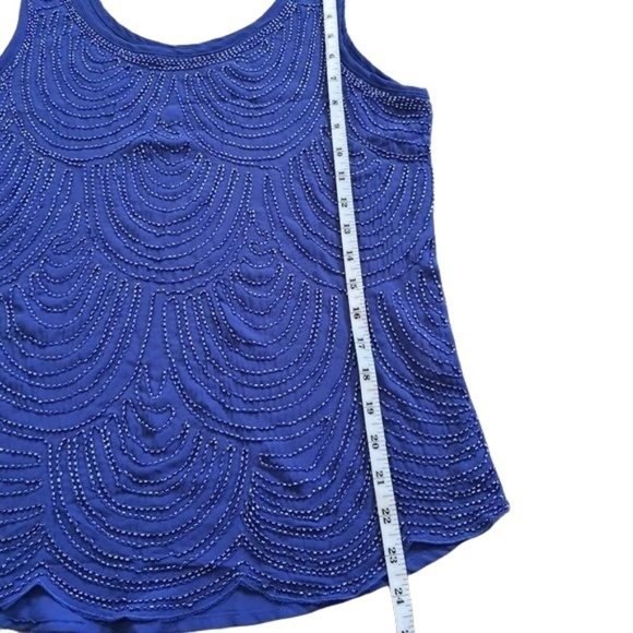 Francesca's Blue Rain Blue Beaded Sleeveless Top - Picture 5 of 8